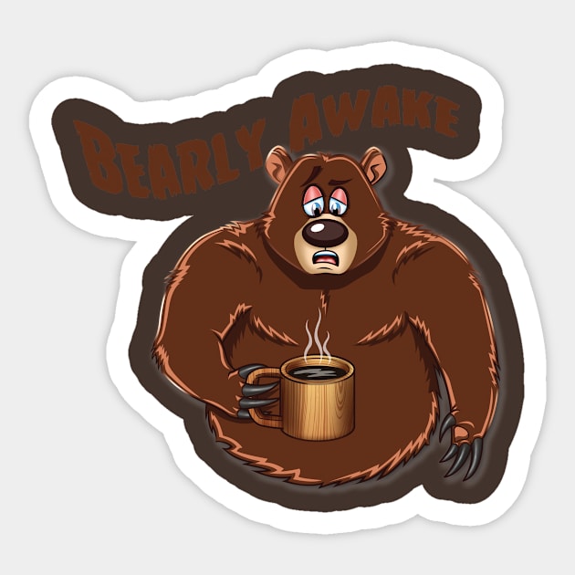 Bearly Awake Sticker by Pigeon585